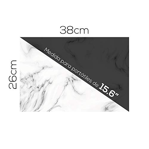 DON LETRA Pegatina de Vinilo Adhesivo para Ordenador Portátil de 15,6"(38cm x 26cm), Diseño de Mármol Blanco, Vinilos Decorativos para Portátiles