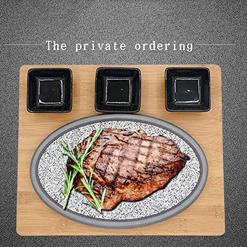 Dongbin Sartenes Parrilla de Pizarra, Piedra de Lava Conjunto Filete de losa, Alta Resistencia a la Temperatura volcánicas sartenes Parrilla de Roca de Piedra Barbacoa Vegetal con Piedras,Gris