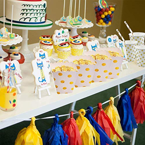 Dorado Vajilla Desechable - YUESEN Adulto Fiesta Infantil Platos y Cumpleaños Vasos de Papel Servilletas Pajitas para Navidad Boda Baby Shower Aniversario para 10 invitados 56 Piezas
