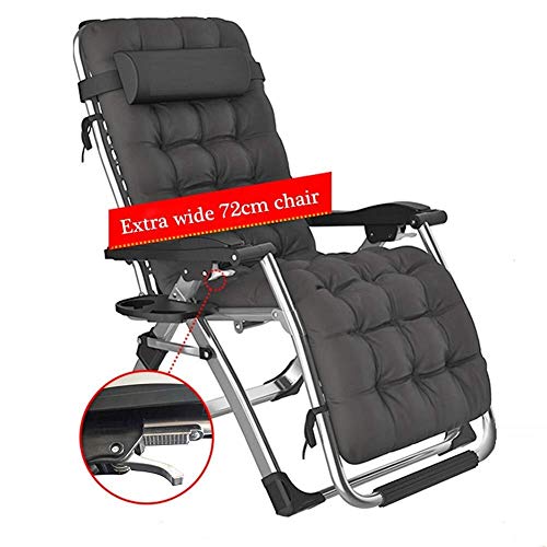 DQCHAIR Jardín reclinado de Gran tamaño for Personas de Servicio Pesado, sillas de terraza for Patio Silla reclinable con tumbonas y tumbonas portátil, Soporte 440lbs (Color : with Black Mat)