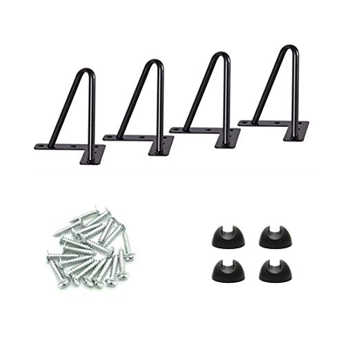 Drenky 4 piezas Patas de mesa de horquilla Patas de mesa de metal DIY de 8 pulgadas de altura para uso pesado Perfecto para gabinetes, mesita de noche, vienen con tornillos y protectores de piso