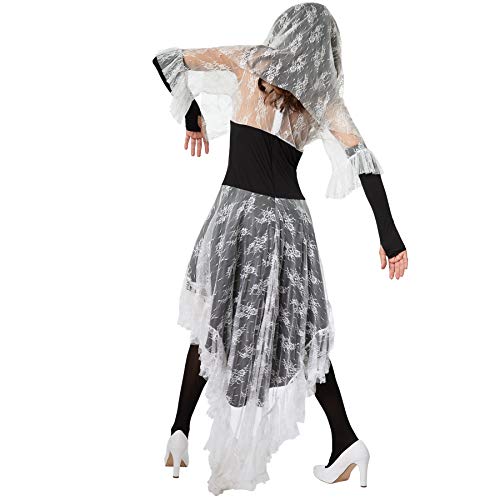 dressforfun 900416 - Disfraz de Mujer Novia Espeluznante, Vestido Mullet con Estampado de Esqueleto y de corazón (XL | No. 302008)