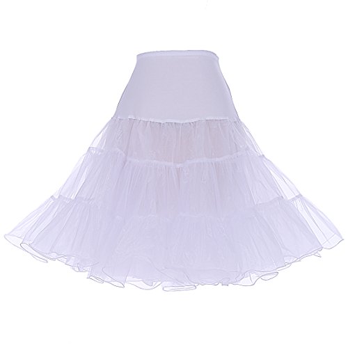 DRESSTELLS Mujeres Cancan 50s Retro Rockabilly Enaguas Miriñaques Faldas White M-L