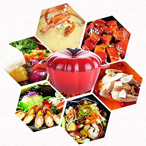 DUDDP Batería de Cocina Los Platos emitidos Hierro Redondo Esmalte Olla de cazuela, Caja Fuerte for la inducción vitrocerámica, Horno, Forma Creativa Crisol de guisado de Calabaza, Espesado Saludable