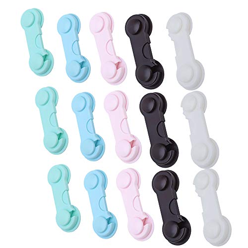 DXIA 15 cerraduras de seguridad para niños, Cierre Seguridad para bebés, Protector para puerta armario cajones con Resistente Adhesivo 3M, para cajones, armarios, puertas, refrigerador