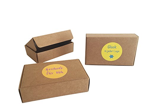 EAST-WEST Trading GmbH '12 Cajas de Regalo Natural Marrón para Regalos pequeños, Candy de Cajas, para Galletas, Caramelos, decoración, Cajas de Regalo con 24 netten Sprüche de Pegatinas