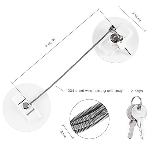 Easycosy Cerradura para puerta de frigorífico con cerradura de seguridad y 2 llaves de acero inoxidable para seguridad de los niños blanco blanco