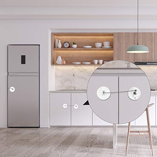 Easycosy Cerradura para puerta de frigorífico con cerradura de seguridad y 2 llaves de acero inoxidable para seguridad de los niños blanco blanco
