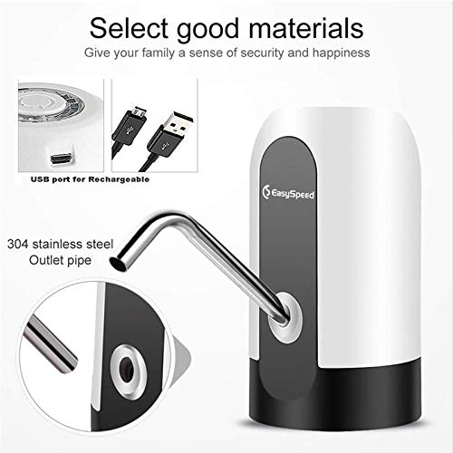 EASYSPEED, DISPENSADOR DE Agua con luz, ELECTRICO Y PORTATIL para BOTELLONES DE 5,8,10,12,13 Y 20 litros (Blanco)