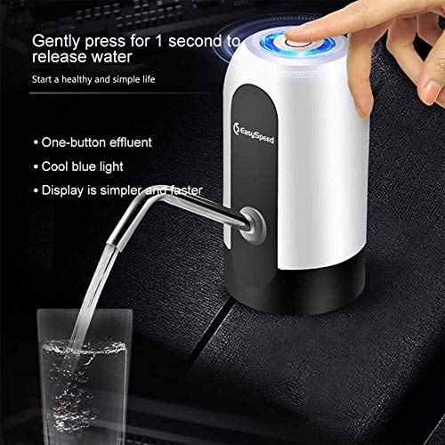 EASYSPEED, DISPENSADOR DE Agua con luz, ELECTRICO Y PORTATIL para BOTELLONES DE 5,8,10,12,13 Y 20 litros (Blanco)