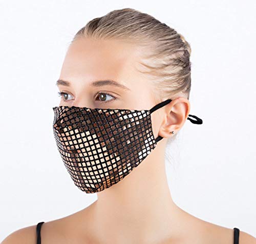 eBoutique - Mascarillas de lentejuelas premium – Brillo de colores – Mascarillas de moda transpirable – Ideal para pubs / clubes/fiestas (champán)