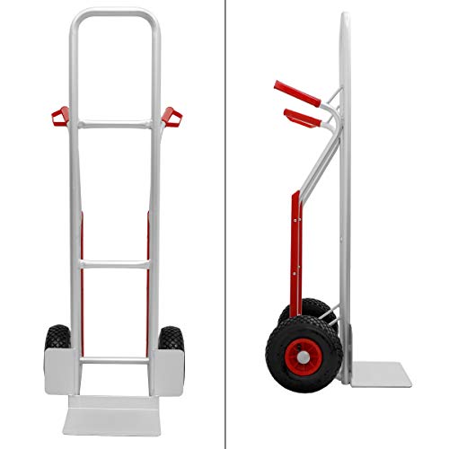 ECD Germany Carretilla de mano plegable subir escaleras de hasta 200 kg - marco de aluminio estable - neumáticos de goma - manijas de seguridad de plástico PU - carro de transporte portátil industrial