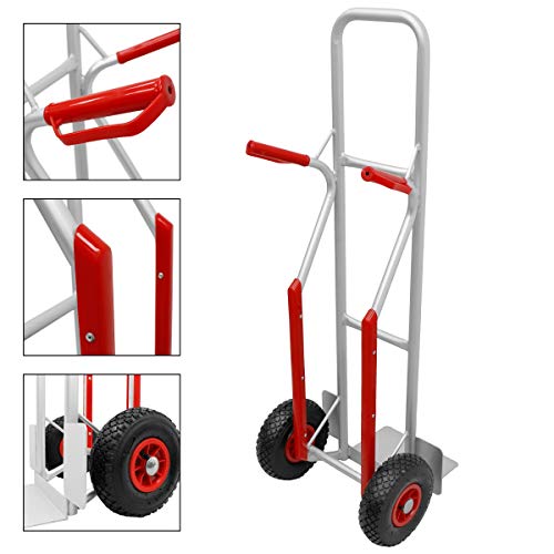 ECD Germany Carretilla de mano plegable subir escaleras de hasta 200 kg - marco de aluminio estable - neumáticos de goma - manijas de seguridad de plástico PU - carro de transporte portátil industrial