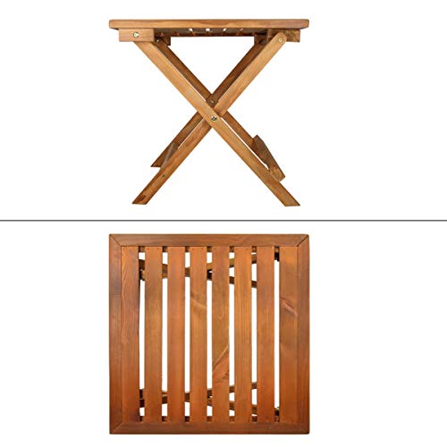 ECD Germany Mesa Auxiliar de Jardín Madera de Pino 46 x 46 x 46 cm Mesita de Picnic Exteriores Plegable Tabla de Centro para Terraza Balcón Tablero Plegable Fácil de Transportar Forma Cuadrada Patio