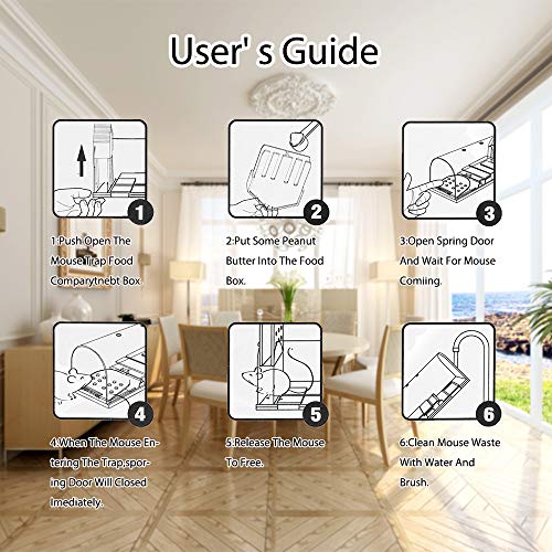ECHOAN 2Pcs Trampa para ratón, Plástico Tiradores, Ratonera, Reutilizable Ratonera de plástico de Transparente,para Interior Exterior Cocina Jardín Ático