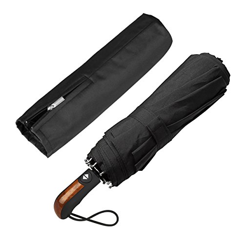 ECHOICE Paraguas plegable portátil ligero compacto a prueba de viento con tapa X-Grand Negro