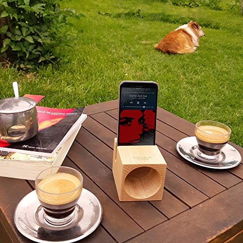 Ecophonic® UNO Haya. Altavoz inalámbrico ecológico de Madera FSC Amplificador acústico Natural. Caja de resonancia Compatible con la mayoría de los Smartphones. Fabricado en España