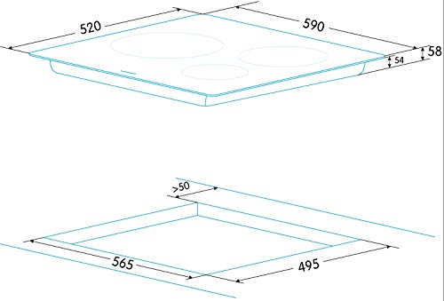 EDESA Placa de inducción | Modelo: EIM-6330 HT A | Vitrocerámica con Tres fogones | Marco de Aluminio, 3000 W, Vidrio