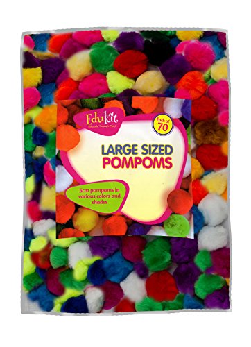 edukit Pompones Grandes, 70 por Paquete, 5 cm, CREA Divertidos Personajes y Decoraciones