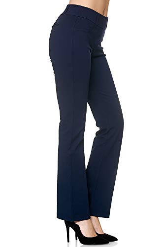 Elara Pantalones para Mujer Chunkyrayan Azul Marino A146-1 Navy-38 (M)