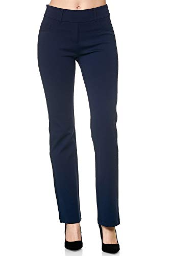 Elara Pantalones para Mujer Chunkyrayan Azul Marino A146-1 Navy-38 (M)