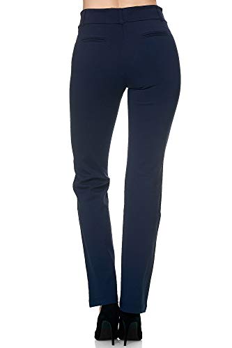Elara Pantalones para Mujer Chunkyrayan Azul Marino A146-1 Navy-38 (M)