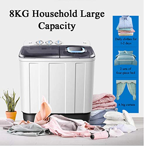 ELEXERT Lavadora Portatil,Mini Lavadora,de 8 KG / 13 KG de Capacidad Total Combinada y Secadora Bajo Consumo Silencioso Combo Compacta para Dormitorios de Camping Apartamentos,Black