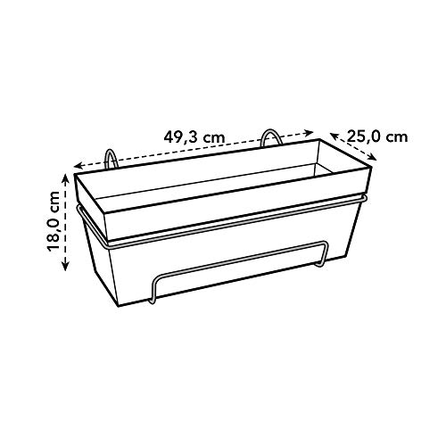 Elho Loft Urban Trough Allin1 Jardinero balcón, Antracita, 49.3x25x53 cm
