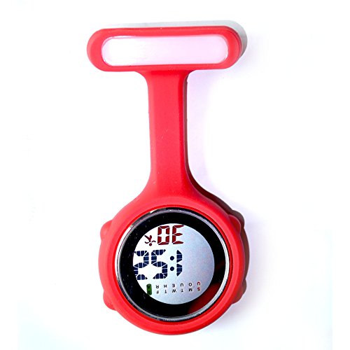 Ellemka Reloj de Enfermería Fob Pantalla Digital Movimiento de Cuarzo Correa de Suspensión de Silicona – JCM-330 Frambuesa Caja de Regalo