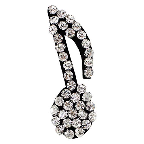 EMDOMO - Juego de 3 broches Hechos a Mano con Cuentas de Diamante Blanco para Notas Musicales