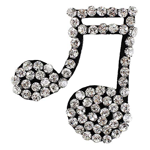 EMDOMO - Juego de 3 broches Hechos a Mano con Cuentas de Diamante Blanco para Notas Musicales