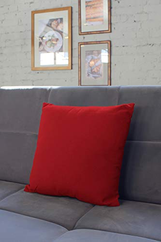 Encasa Homes Fundas de Cojines 2 Piezas (40 x 40 cm) - Color Rojo Oscuro - Lona de algodón teñida Forma sólida, Decorativa, Grande y Colorida, Lavable Funda Almohada para Sala de Estar, Dormitorio