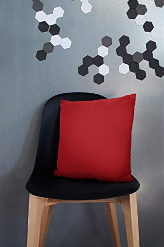 Encasa Homes Fundas de Cojines 2 Piezas (40 x 40 cm) - Color Rojo Oscuro - Lona de algodón teñida Forma sólida, Decorativa, Grande y Colorida, Lavable Funda Almohada para Sala de Estar, Dormitorio
