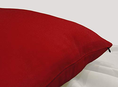 Encasa Homes Fundas de Cojines 2 Piezas (40 x 40 cm) - Color Rojo Oscuro - Lona de algodón teñida Forma sólida, Decorativa, Grande y Colorida, Lavable Funda Almohada para Sala de Estar, Dormitorio