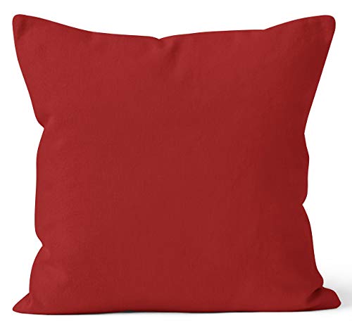 Encasa Homes Fundas de Cojines 2 Piezas (40 x 40 cm) - Color Rojo Oscuro - Lona de algodón teñida Forma sólida, Decorativa, Grande y Colorida, Lavable Funda Almohada para Sala de Estar, Dormitorio