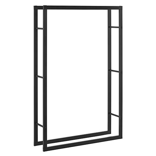 [en.casa] Soporte para leña 100 x 150 x 25 cm Estante de leña Acero Negro