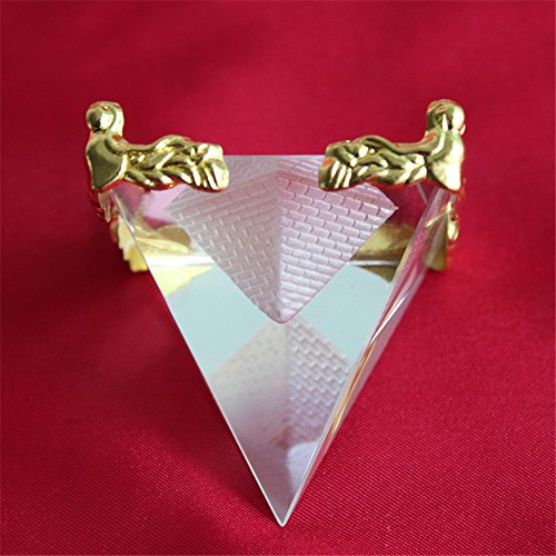 Energía pirámide de curación de cristal de cristal transparente con oro soporte Feng Shui figuras de Egipto egipcio miniaturas adornos Craft (50mm)