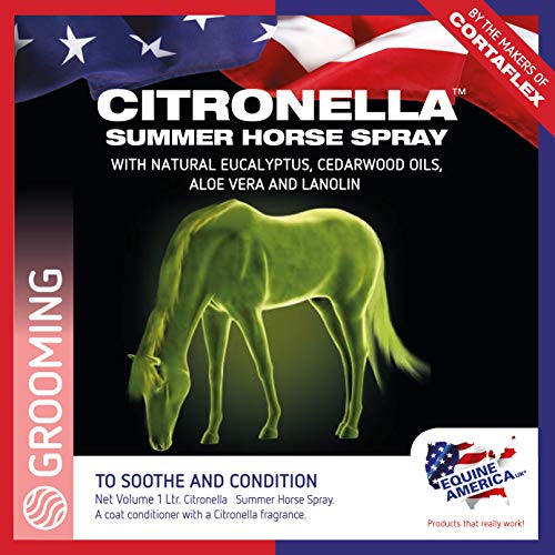 Equine America Citronella Summer Horse Spray | Spray de aseo natural premium | Repelente de moscas y insectos | 1 litro
