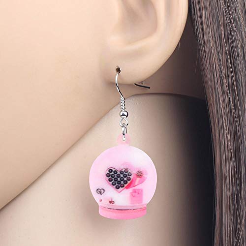 ESIVEL  Pendientes de acrílico con bolas de cristal de chocolate para el día de San Valentín Drop Dangle Jewelry para mujeres Chica Teen Kid Charm Decoration Gift