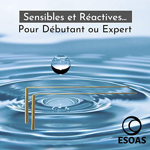 Esoas - Varillas de fuente paralelas acodadas en L – Latón (cobre/zinc) – Fabricación artesanal francesa, ideal para radiestesia y geobiología, Radmaster [Garantía de por vida] + guía PDF de regalo