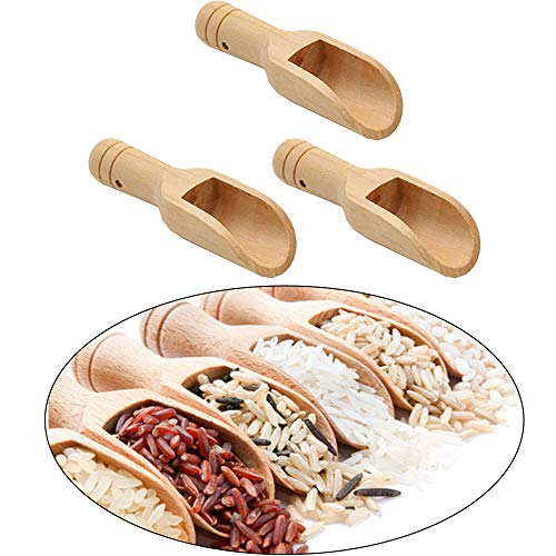 Esoes Cuchara de Madera, 3 Piezas, Cuchara de Madera para Dulces, Utensilios de Cocina, Leche en Polvo, Sal Mini, harina de Madera, café, té, Cuchara pequeña de Madera