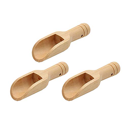 Esoes Cuchara de Madera, 3 Piezas, Cuchara de Madera para Dulces, Utensilios de Cocina, Leche en Polvo, Sal Mini, harina de Madera, café, té, Cuchara pequeña de Madera