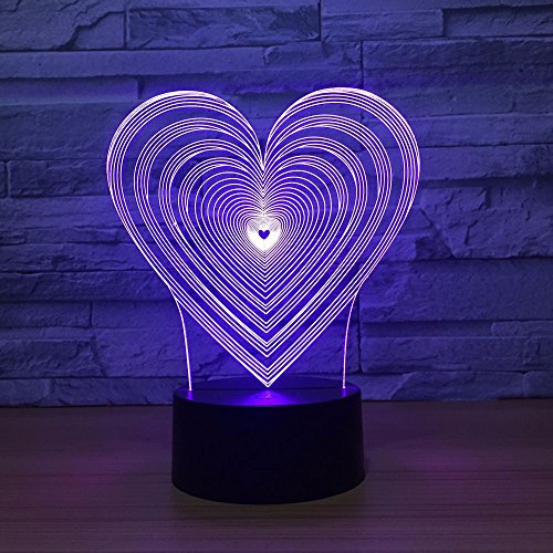 Esposa de la mamá Forma del corazón Visión Luz de la Noche Cambio de Color Luces del Dormitorio del bebé Luces de la Noche Decoración de acrílico