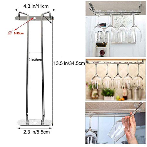 Estante colgante para copas de vino de 35 cm de Newthinking, de acero inoxidable cromado, para colgar debajo del armario, con sistema de secado con aire