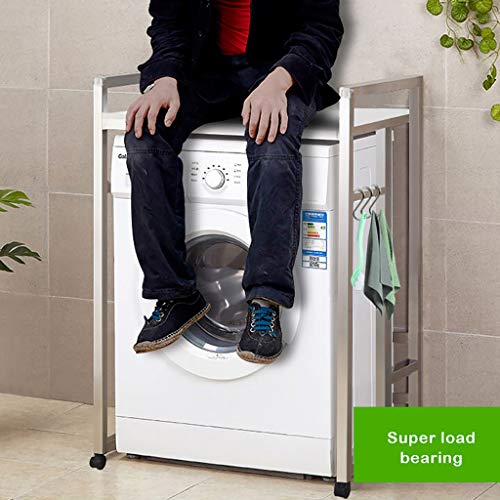 Estante De Almacenamiento sobre Lavadora, con Ruedas - Estante De BañO De Metal De Acero Inoxidable De Utilidad - Estante De Lavadora MultifuncióN - Plateado