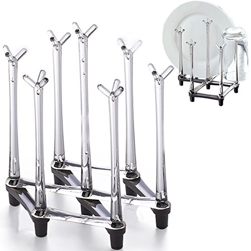 Estante de secado de vasos retráctil, soporte para escurridor de botellas de vidrio y deportes, secador de bolsas de plástico y taza de árbol con fondo antideslizante para encimera de cocina