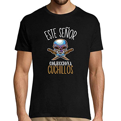 Este señor colecciona Cuchillos | Camiseta Hombre Diseño Humor para coleccionistas de Cuchillos XL