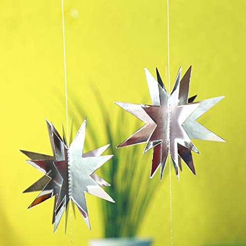 Estrellas plateadas brillantes, anillos de flores, metal, estrellas de 3D, adornos de papel, anillos de flores, centelleo de estrellas, fiesta de cumpleaños suministros para bebés duchas