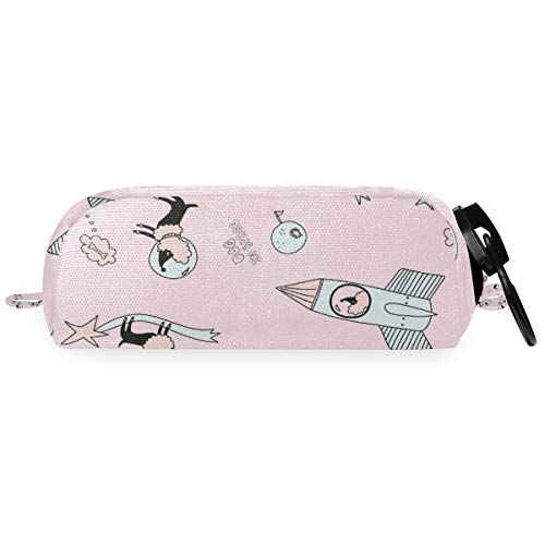 Estuche de lona para lápices, diseño de caniche con cremallera de acero de plástico, ideal para la oficina, para pupila de escuela media, estudiantes, unisex.
