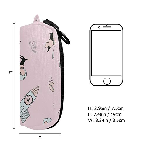 Estuche de lona para lápices, diseño de caniche con cremallera de acero de plástico, ideal para la oficina, para pupila de escuela media, estudiantes, unisex.